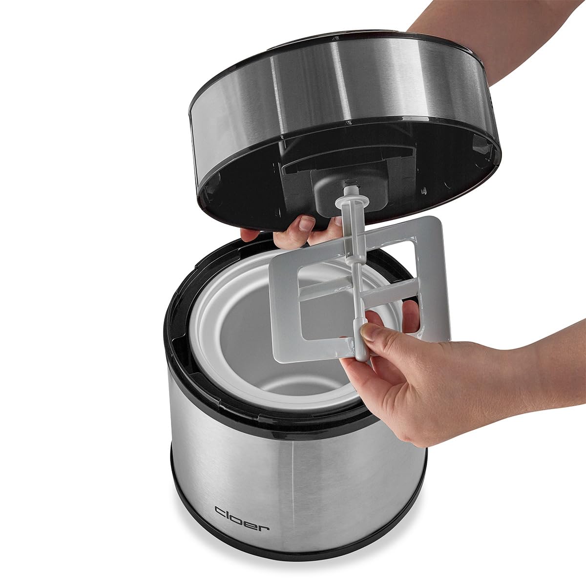 Cloer 9959 Sorbetière pour crème glacée, glace, yaourt glacé et sorbet, capacité 1,5 l, écran LED, cuillère à glace incluse, boîtier en métal