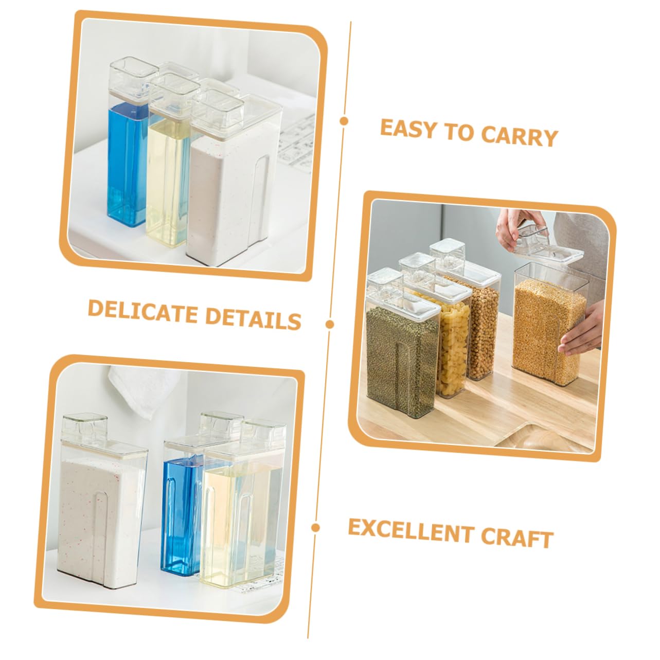 Dispensador de Detergente Líquido Tapa, Caja de Almacenamiento para Lavandería, Material Pet y PTR, Pack de 2 Unidades para Uso Multipropósito