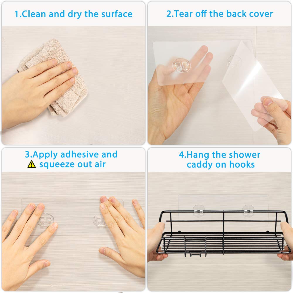 Nieifi Shower Caddy Shelf with Hooks Storage Rack Organizer Adhesive