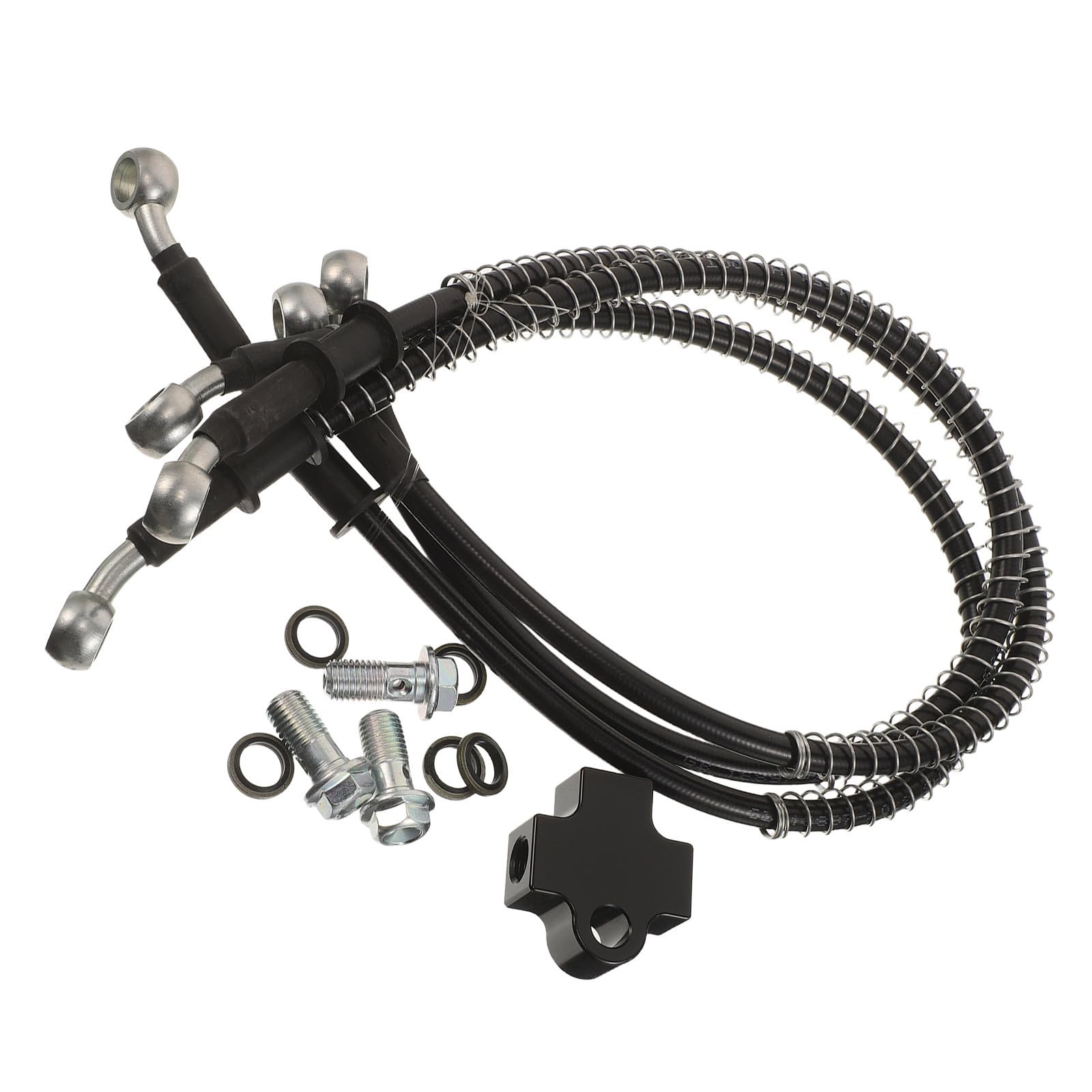 Manguera de freno flexible de 55cm con conector en T negro para motocicleta y ATV