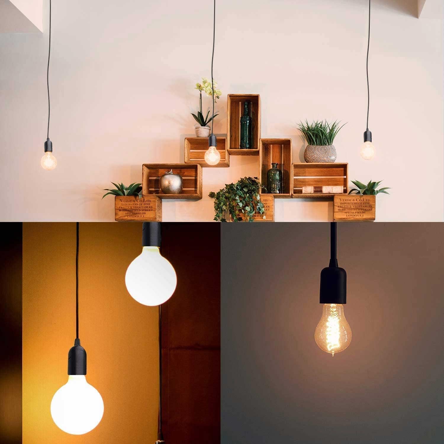 5 Pezzi Portalampada E27 con interruttore a filo cavo, E27 Portalampada, prese per paralume con spine,portalampada a sospensione con presa elettrica,Per Loft Garage Illuminazione