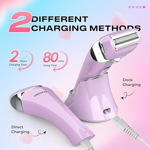 Miniatura 18 de PRITECH Maquinilla de afeitar eléctrica para mujer, afeitadora recargable para mujer, afeitadora portátil para piernas, brazos, axilas, bikini