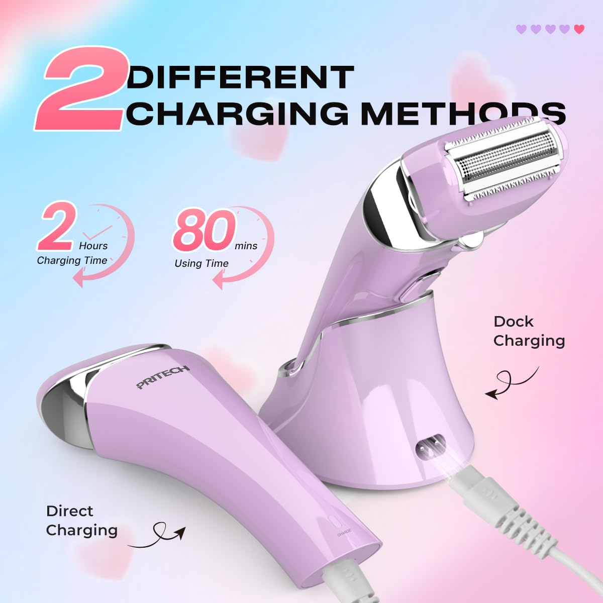 PRITECH Maquinilla de afeitar eléctrica impermeable para mujer