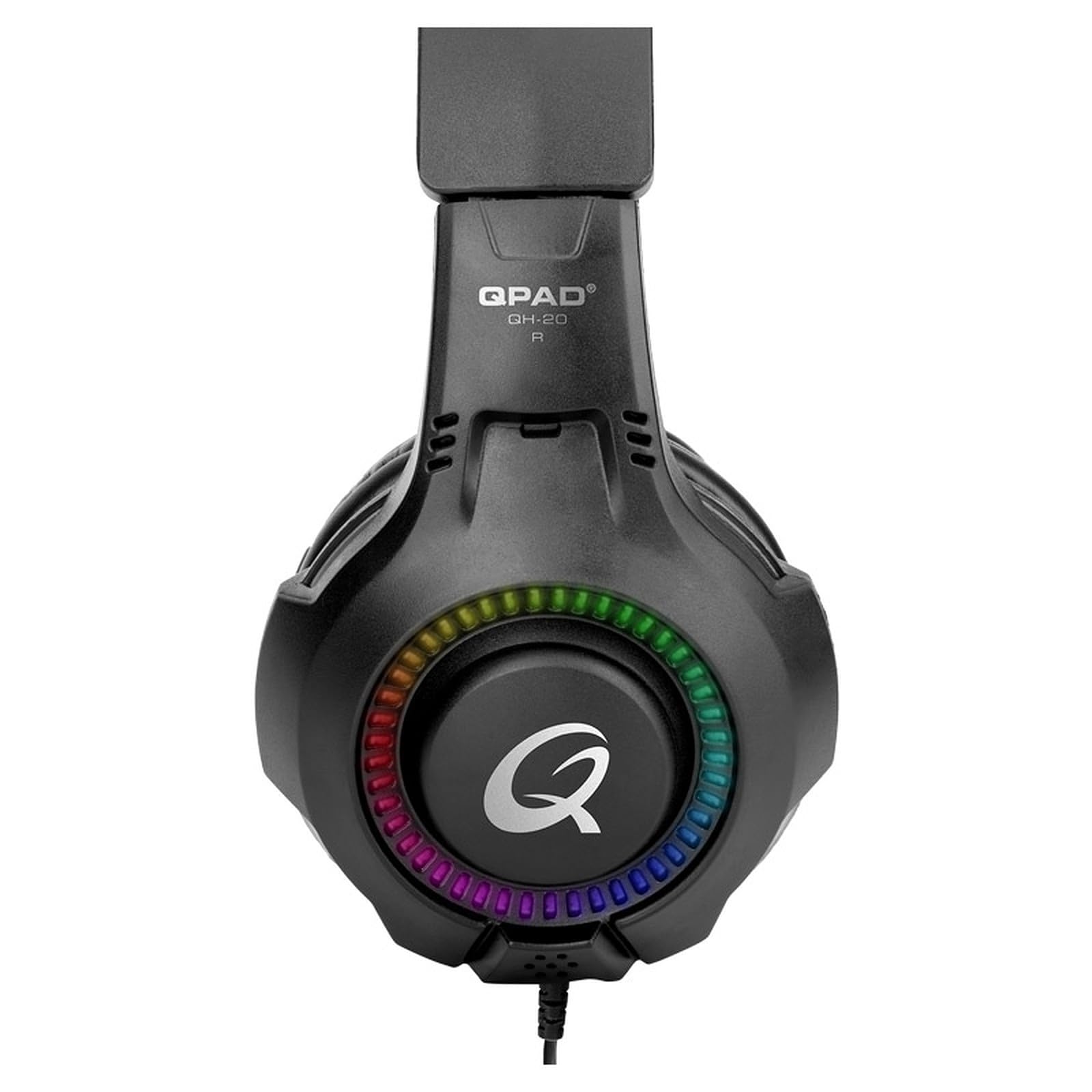 QPAD QH-20 Cuffie headset da gioco multipiattaforma, cuffie stereo con illuminazione a LED, nero