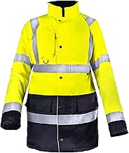 Step Ahead Mens Hi Vis Visibility Waterproof Two Tone Parka Jacket Safety Work Wear Hi Viz Yellow/Navy, Orange/Navy, EN2047, Construction, Warehouse, Utilities