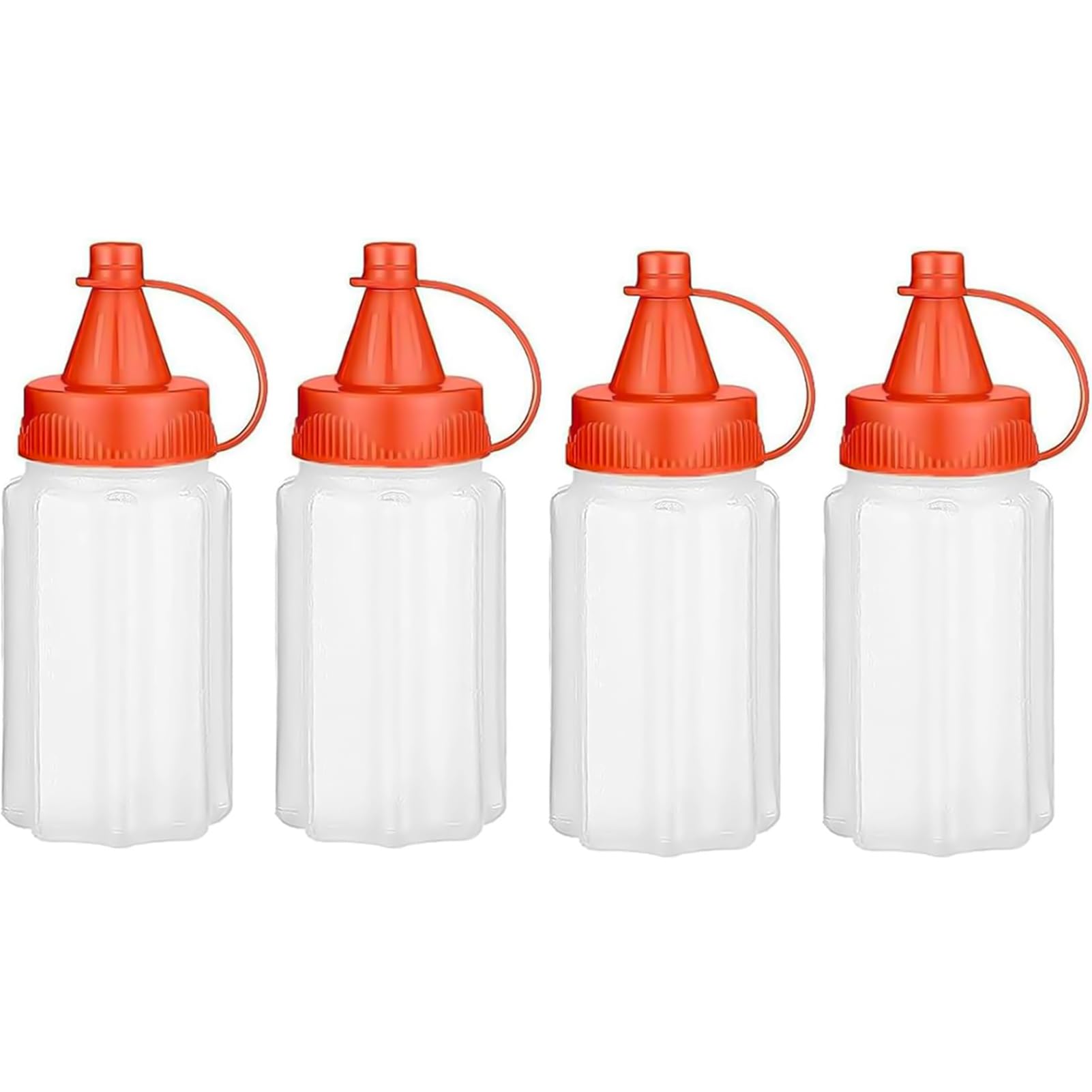 4 Pcs Mini Condiment Squeeze Bottles for Lunch Accessories, Mini Ketchup Bottle for Lunch Box, Leakproof Salad Dressing Container to go with Lid, Small Squeeze Bottles for Sauces Mustard, 1 oz