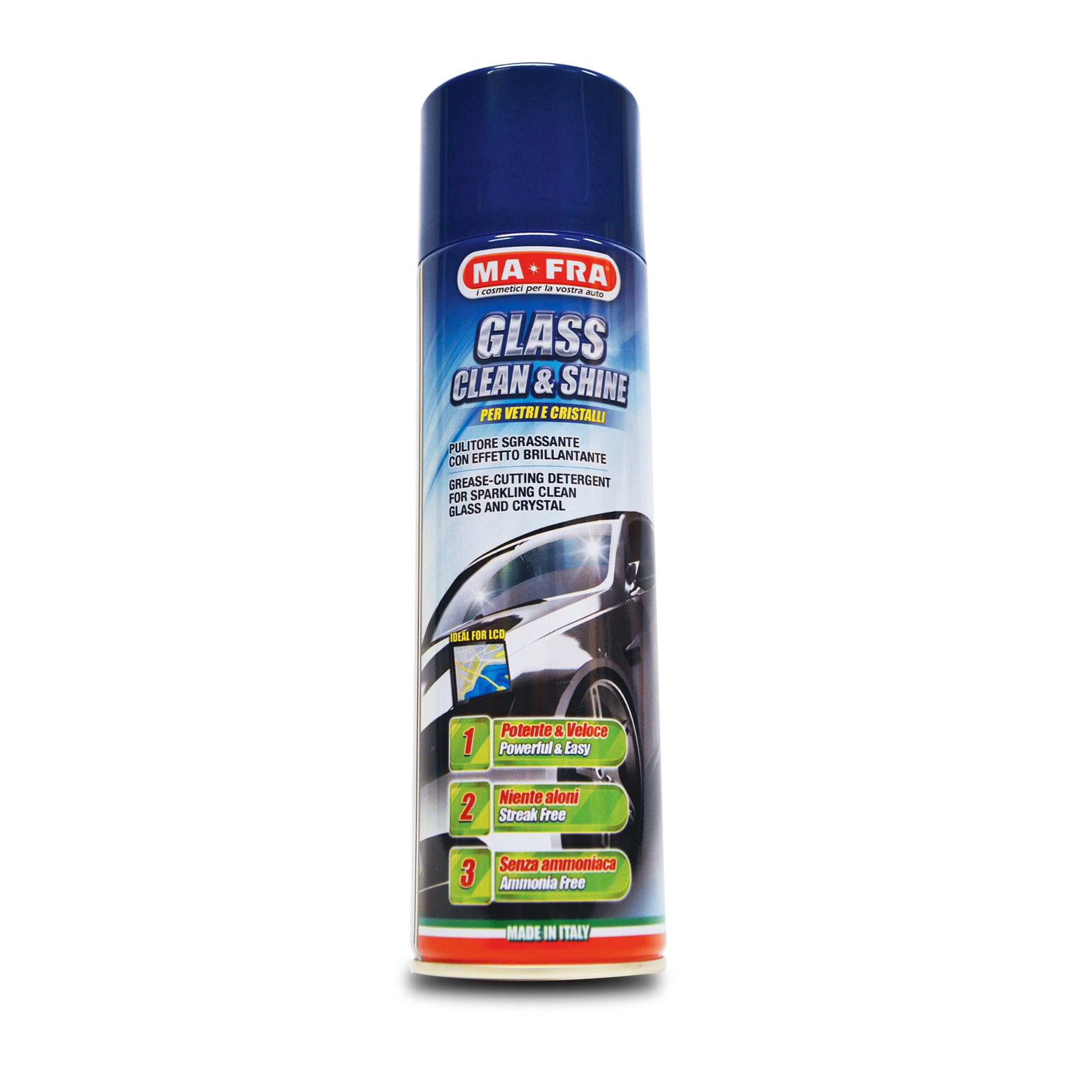 Mafra Glass Clean & Shine - Nettoyage Rapide des Vitres de Voiture pour Conducteurs Actifs, en Déplacement Continu, Aveu