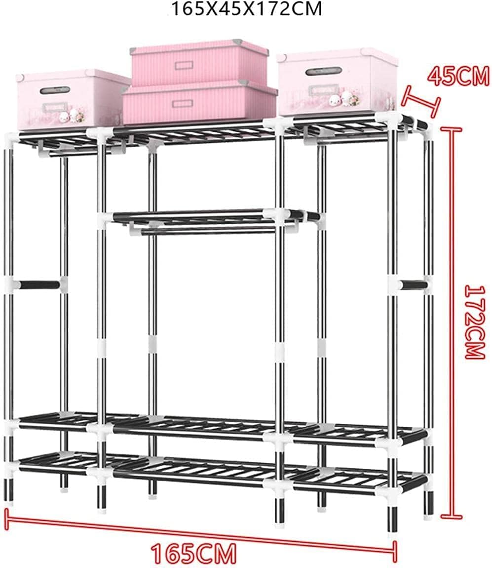 Home Wardrobe Simple Oxford Cloth Tassel Short Portable Wardrobe Rail Bracket Clothes Rack (Color : A Size : 172 165 45CM) (K 172 * 165 * 45CM)