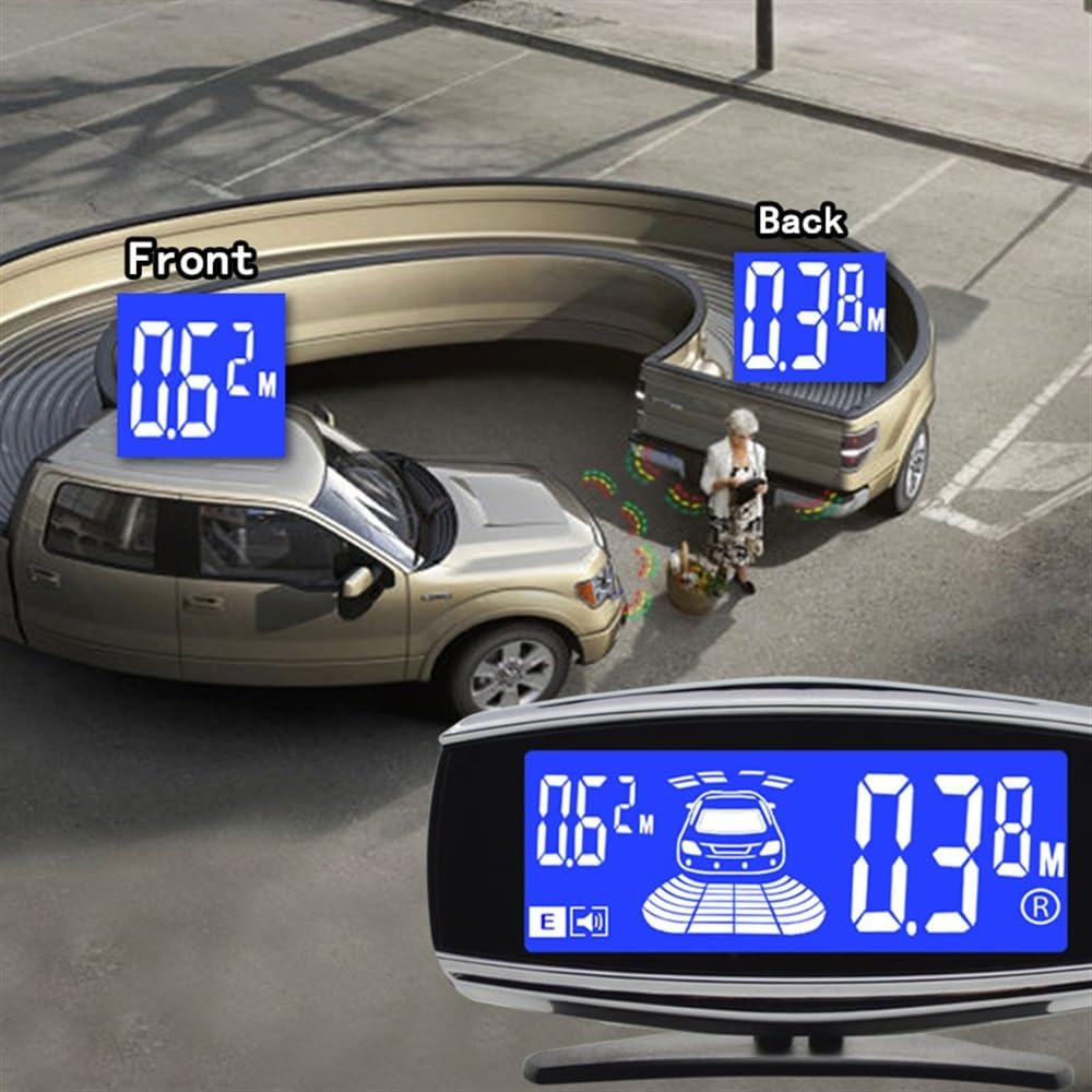 Kit sensori parcheggio Sensore di parcheggio auto con monitor retromarcia automatico Parktronic 8 sensori rilevamento radar Display retroilluminato Kit