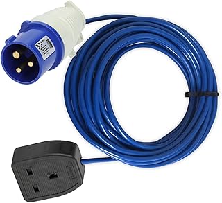 3 Metre FLY LEAD 13A SOCKET TO 16A BLUE SOCKET EXTENSION LEAD 3M CARAVAN EVENT ADAPTER 13A-16A