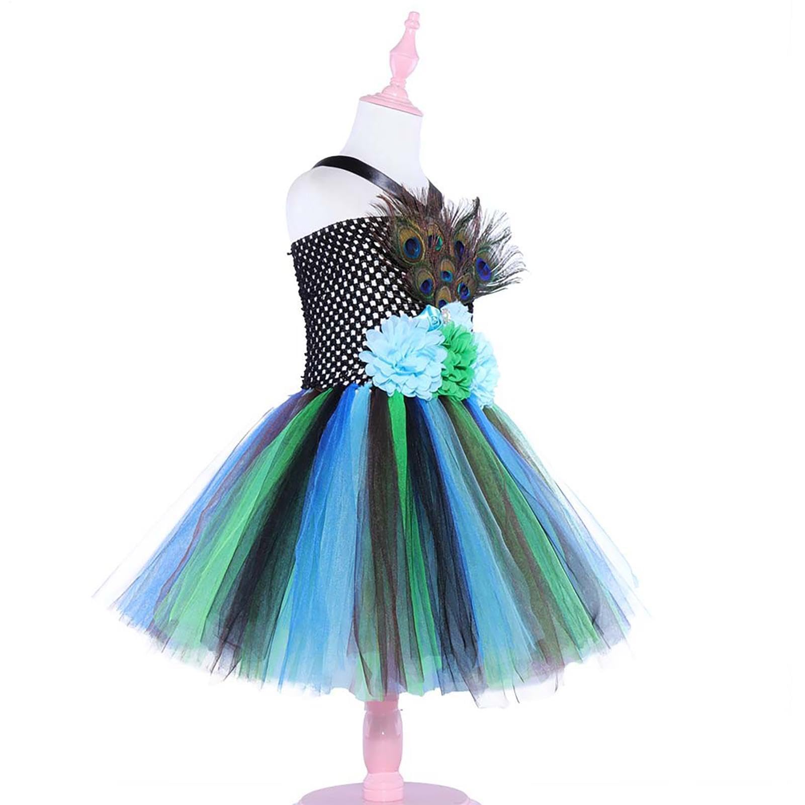 Generico Tutu Abito Costume Senza Maniche con Design Uccellino e Copricapo