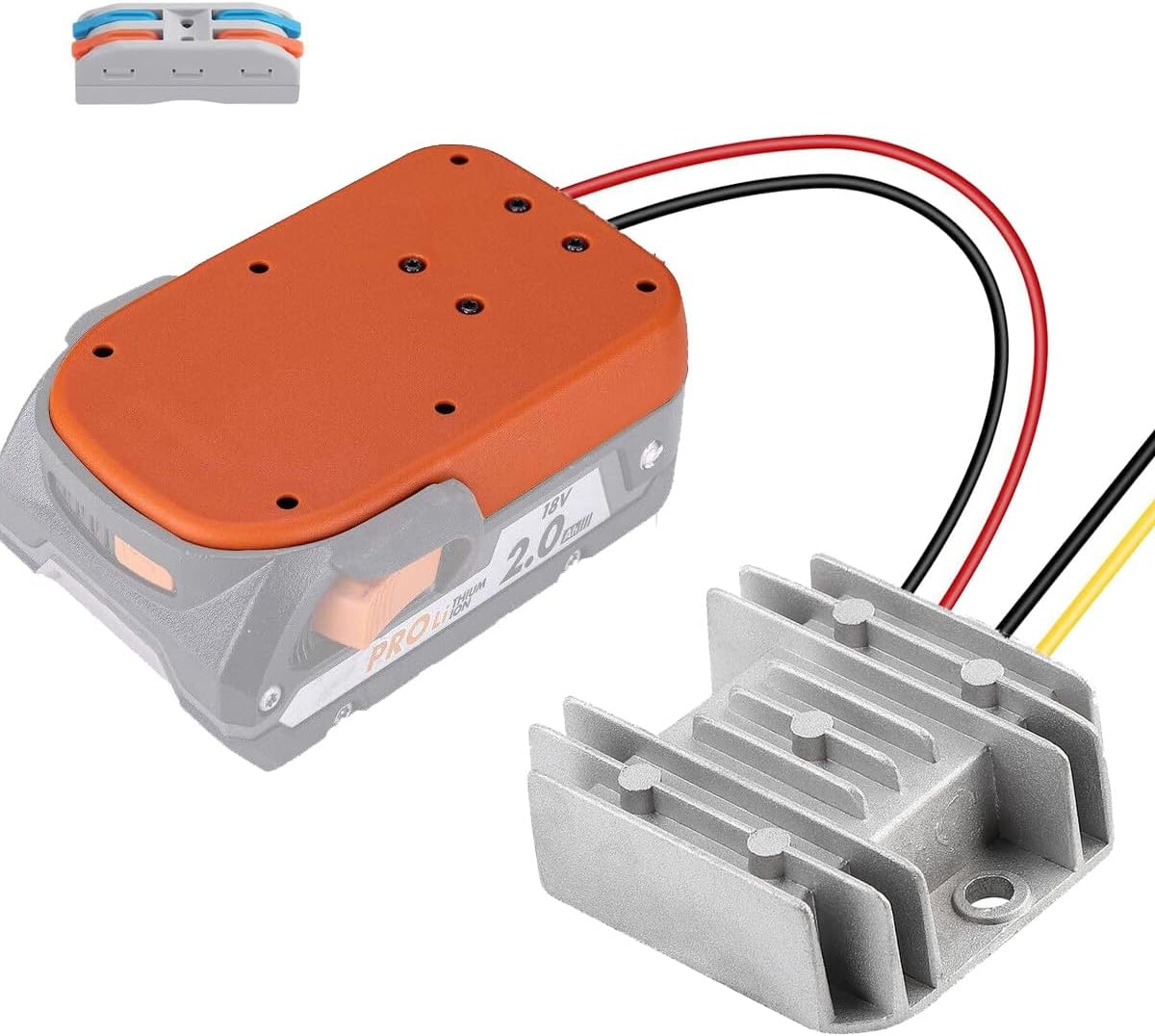 DC 18V to 12V Step Down Converter for Ridgid 18V Battery 10A Max 120W for Ridgid Adapter for Power Wheel Converter with Upgraded Low Voltage Protection for Golf Rc Car Truck Light