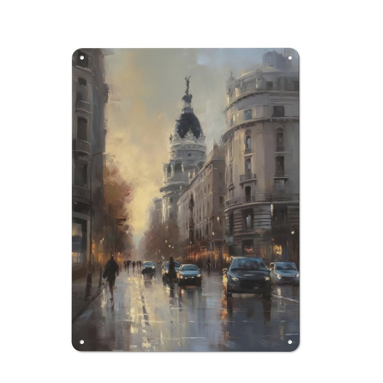 Junmoney Madrid Majesty Metal Plaque 40X30cm With For Garage Wall, Rustic Decor, For Winter Interiors And Metal Sign Collectors
