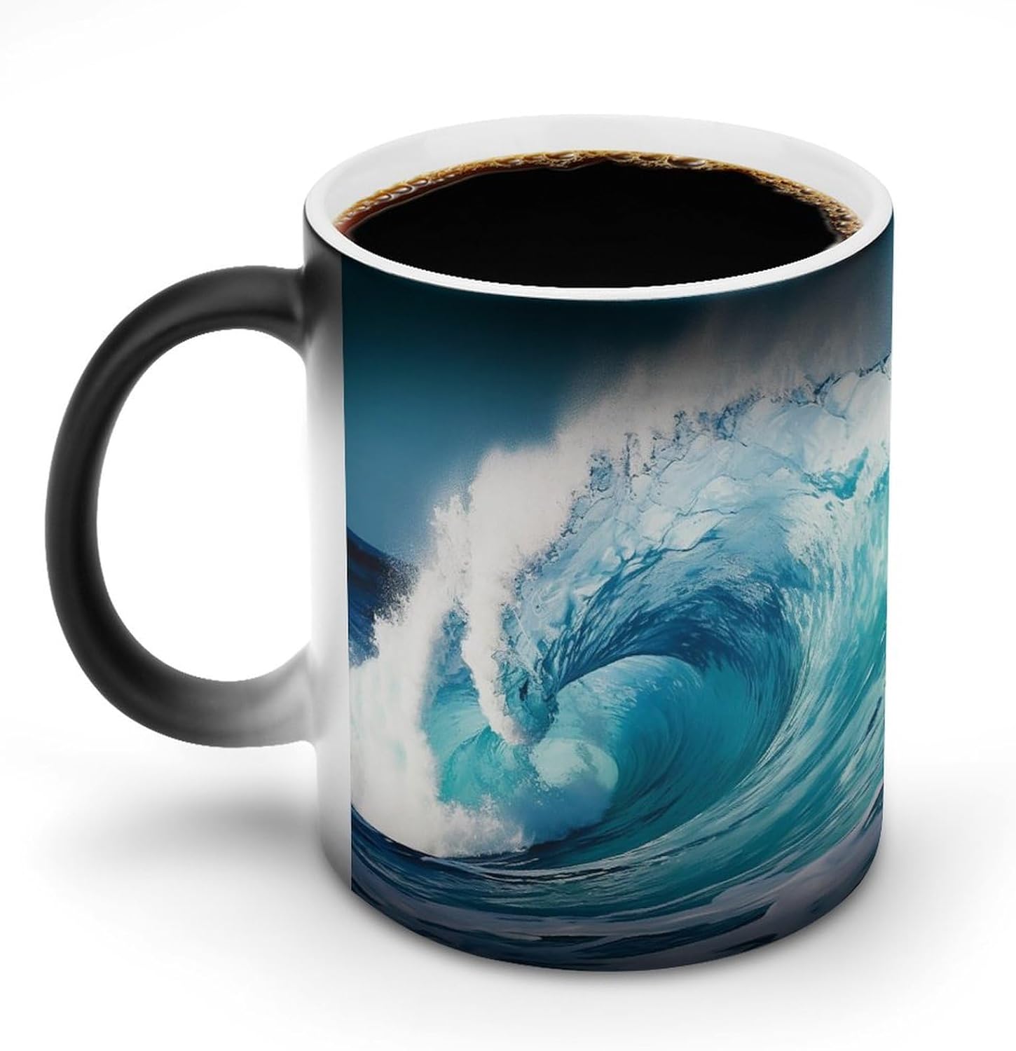 Color Changing Mug Wave Printed Ceramic Coffee Mug Heat Changing Sensitive Mug Magic Heat Changing Coffee Mug Novelty Coffee Mugs