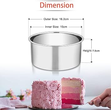 Homikit 6 Inch Cake Tin Set of 2, Stainless Steel Deep Cake Baking Pans