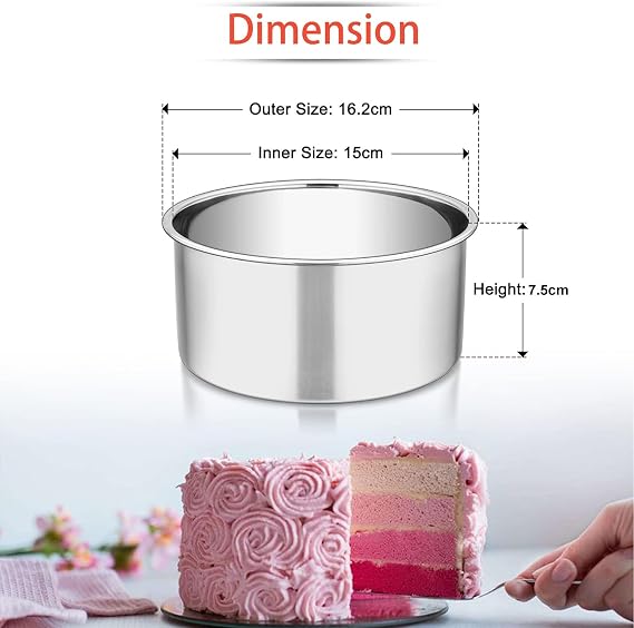 Homikit 6 Inch Cake Tin Set of 2, Stainless Steel Deep Cake Baking Pans
