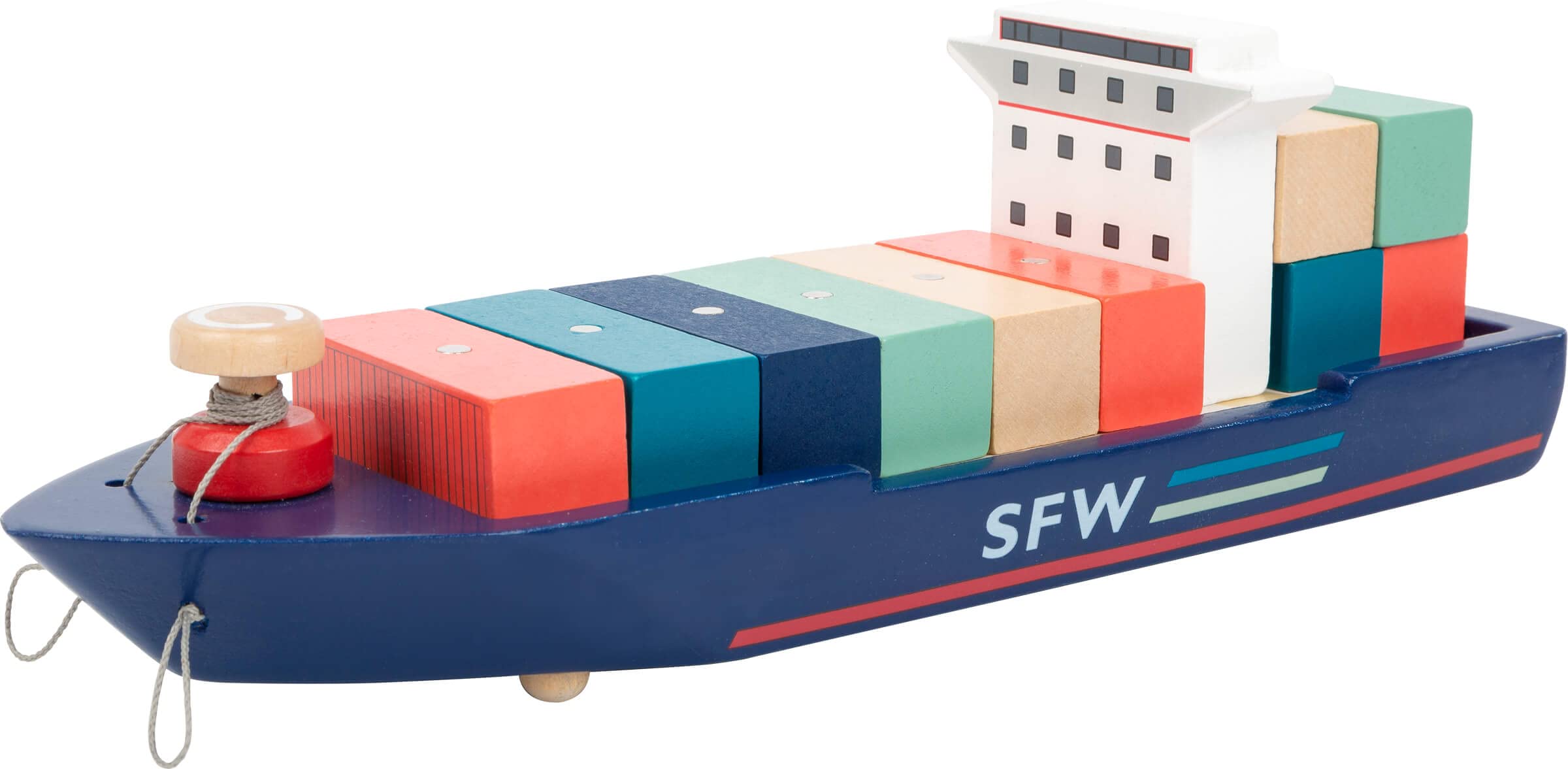 Small Foot Company- Terminal, Madera, con Puente móvil, Barco y contenedores, a Partir de 3 años de Edad Juguetes, Multicolor (11378)