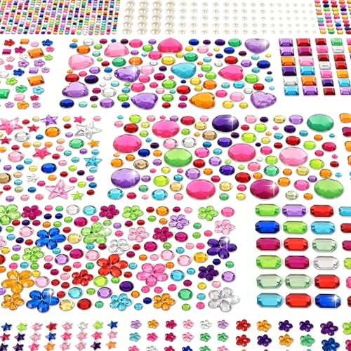 Gem Stickers 6124Pcs Self-Adhesive Acrylic Face Gems for Kids Crafts Nail Art DIY
