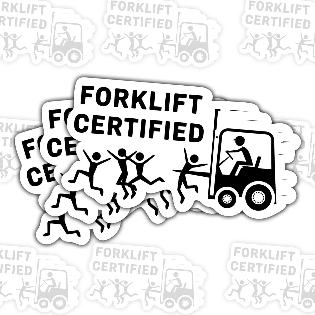 Stickers cariste certifié pour boîte à outils et ordinateur - 3 autocollants rigolos chantier
