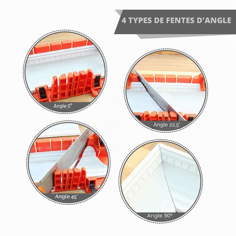 Boîte à Onglets en Plastique, Extensible en Largeur, ABS Haute Résistance, pour Scie à Onglet et Scie à Main