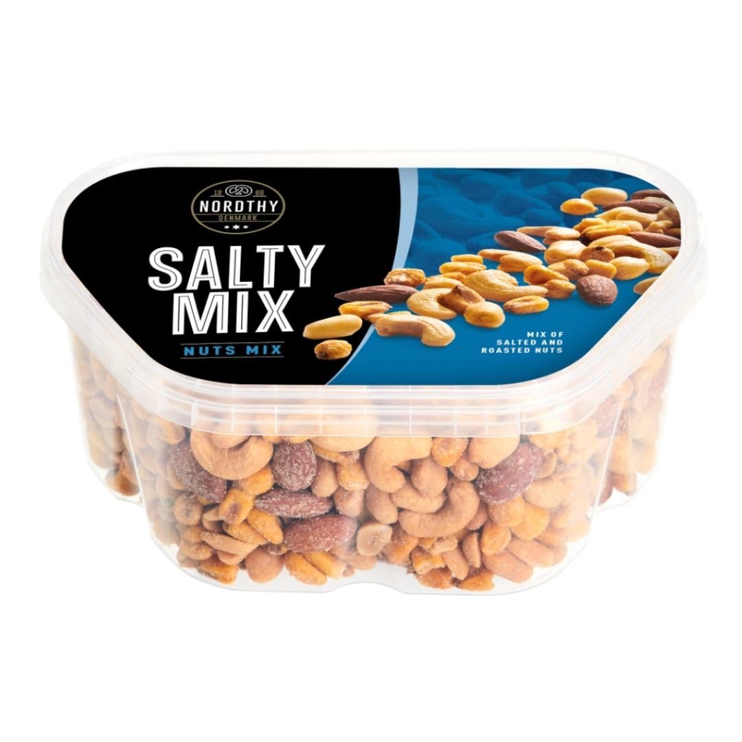 Nordthy Salty Mix 3×425 g | Herzhaft-salziger Knabbermix im Vorratspack | Knusprige Snack-Mischung zum Teilen | Party, Büro & Filmabend | insgesamt 1,275 kg