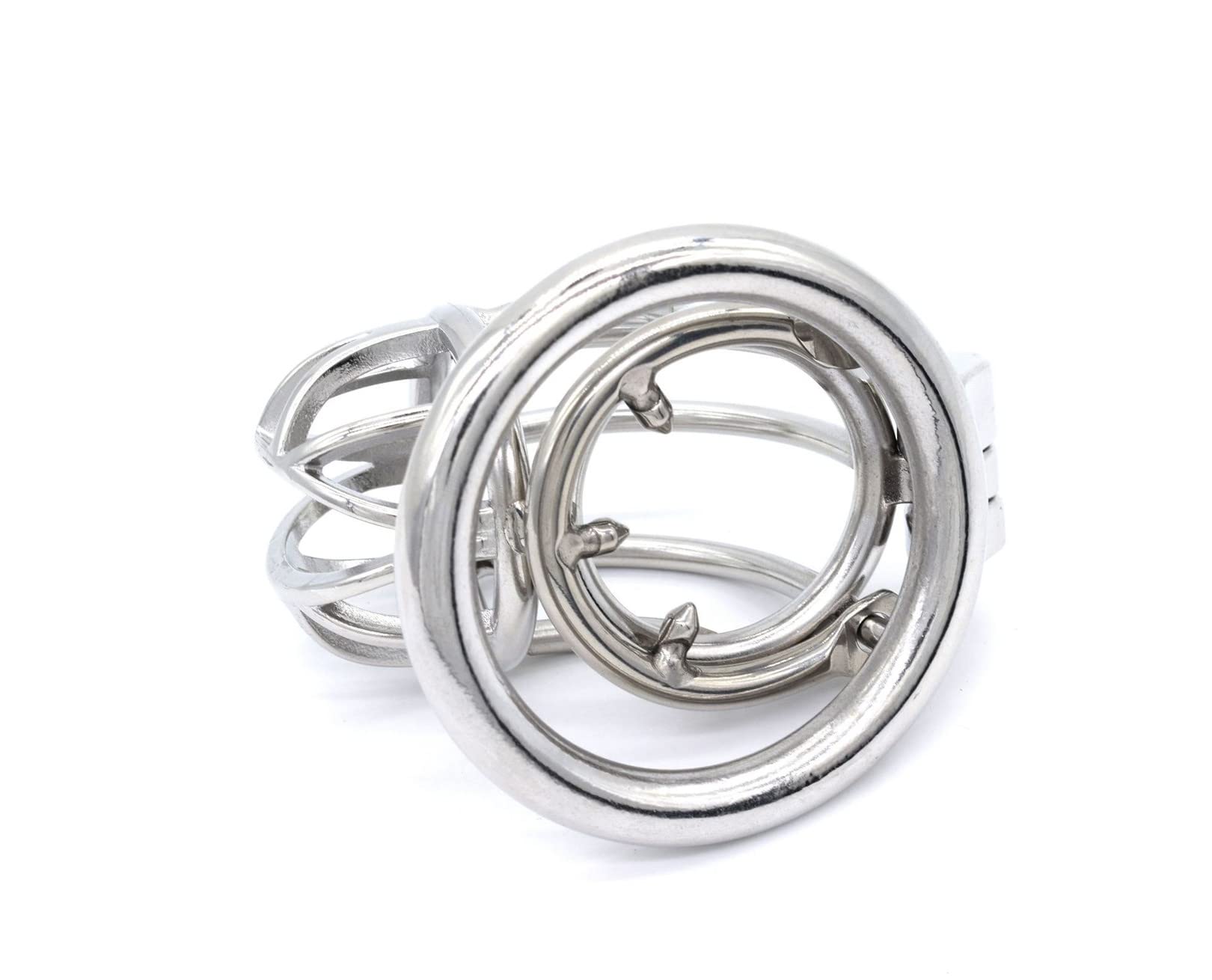 Cintura di castità da uomo Gabbia per pene curva in acciaio inossidabile con anello antigoccia Gabbia per pene Blocco per pene 3 dimensioni Anello per pene Bondage(50mm)