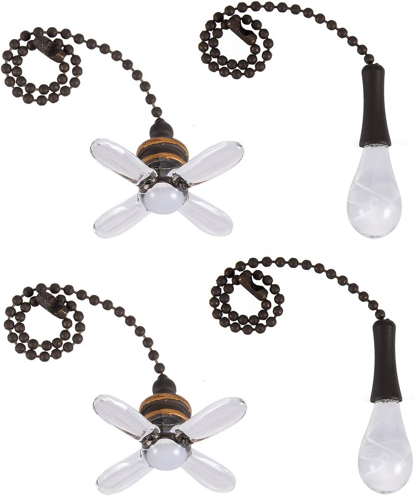 uxcell 2Set Glass Clear Fan Bulb Pendant with 6 inch Bronze Tone Pull Chain Lighting Ceiling Fan Decorative