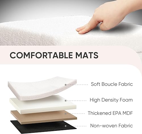 Miniatura 78 de PINPLUS Otomanas otomanas de almacenamiento con forma cuadrada con reposapiés de almacenamiento para sala de estar, asiento otomano Boucle para