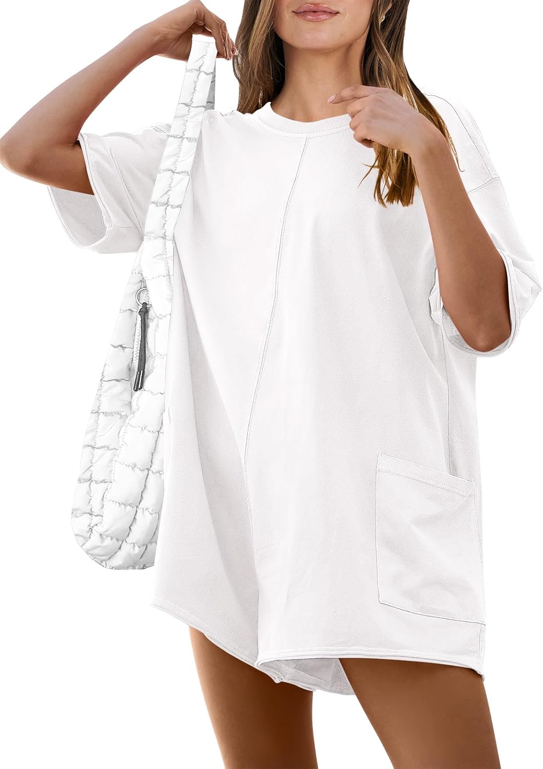 ANRABESS Women Summer Oversized T-Shirt Tee Romper Casual Baggy Short Sleeve Overall Athletic Workout Jumpsuit Trendy Outfits