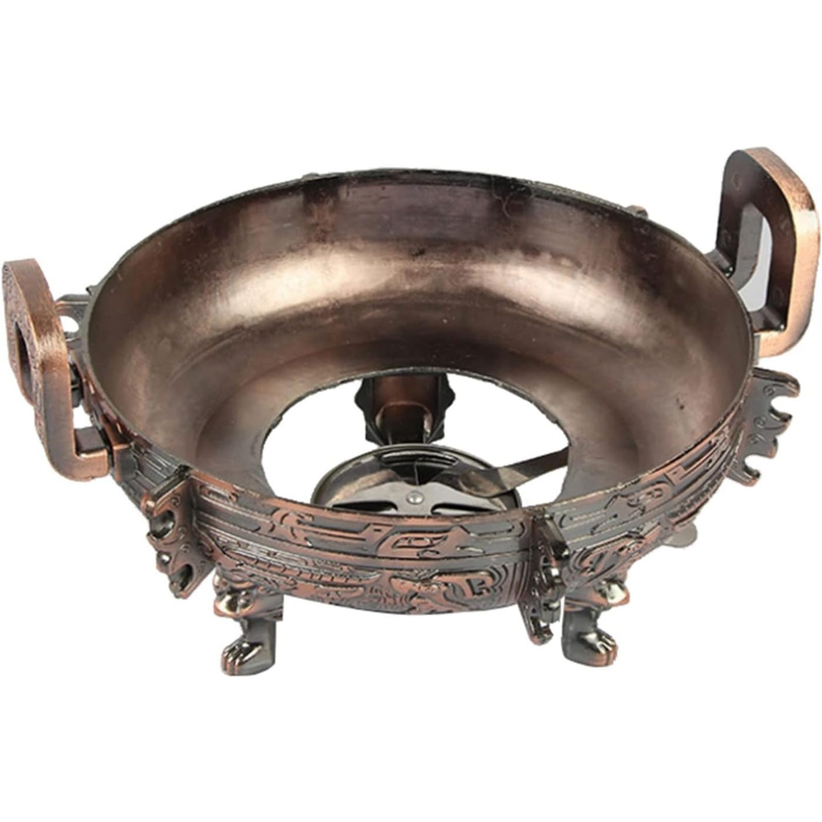 Set di scaldavivande rotondi per banchetti di nozze, feste, in acciaio inox, con padella per alimenti, telaio, coperchio e supporto per carburante, rame rosso, 28 cm