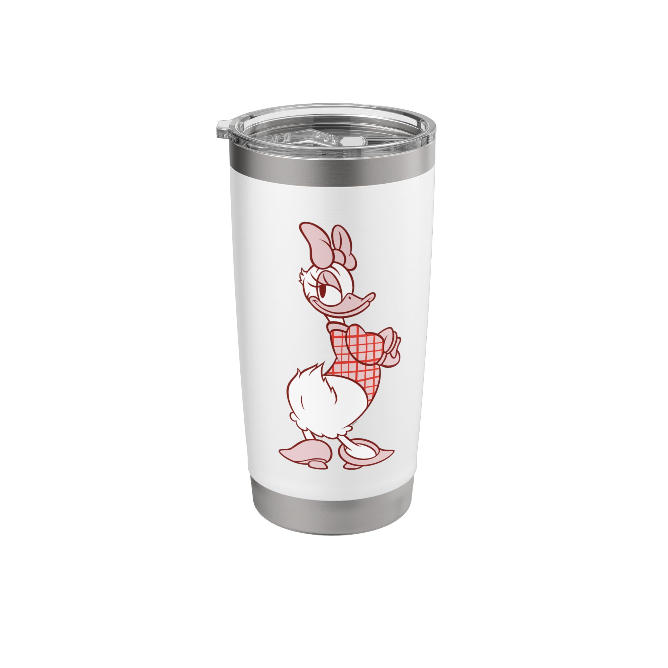 Disney Daisy Duck Sassy in White & Pink Pose with Plaid Top Stainless Steel Insulated Tumbler