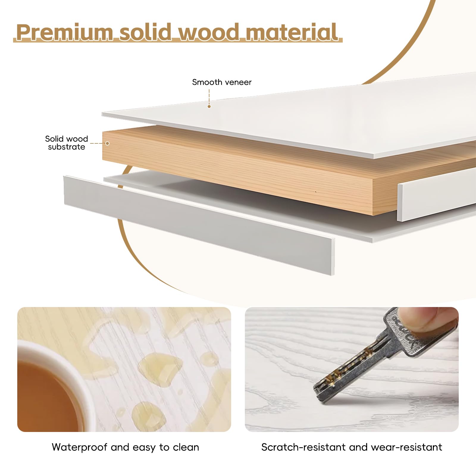Mesa de conferencias Modular de Madera Maciza con Almacenamiento de Varios Niveles, Resistente a los arañazos, para 4-6 Personas