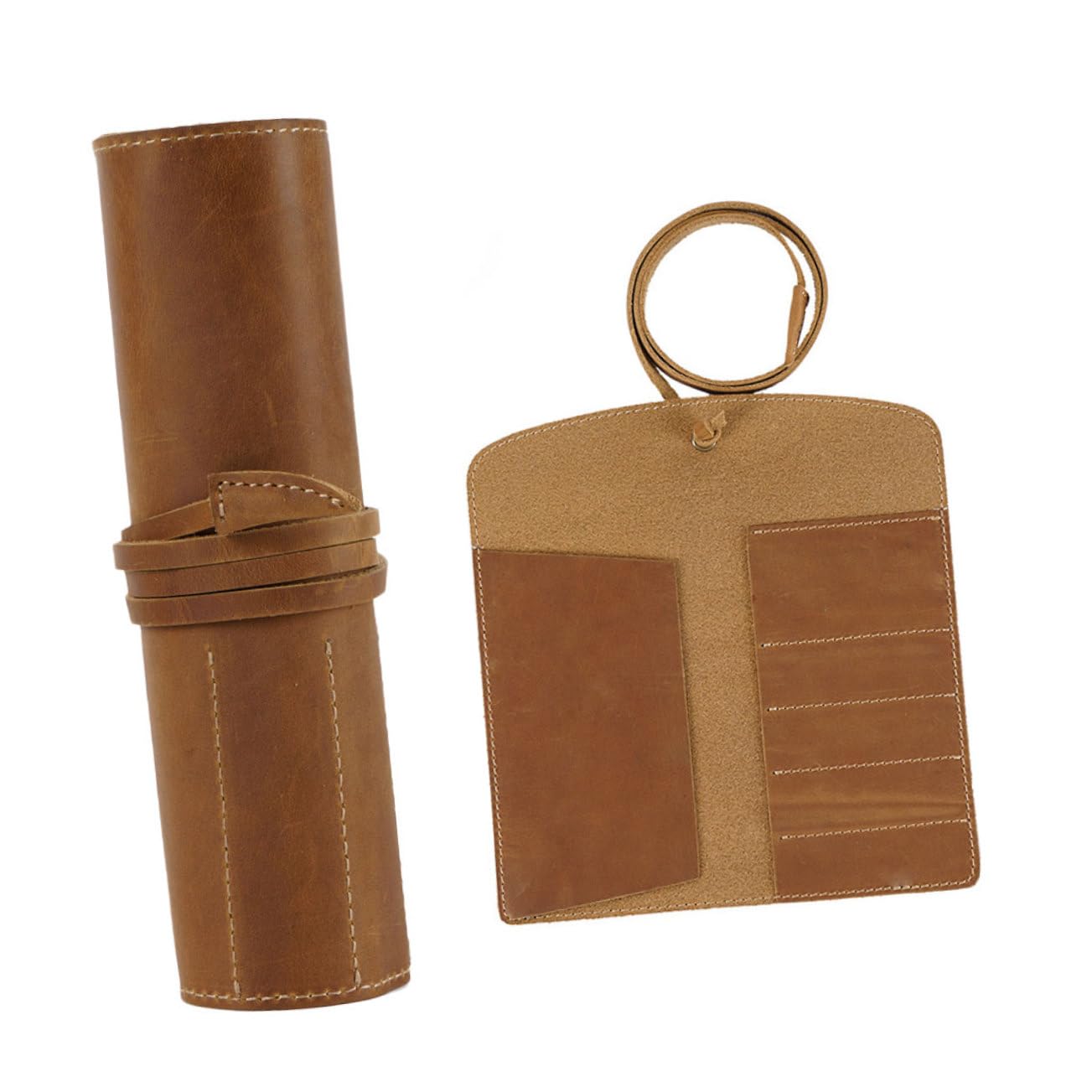 SHOWERORO Estuche Vintage De Cuero para Bolígrafos Diseño Retro Portaminas Bolsa De Lápices Estuche De Pluma