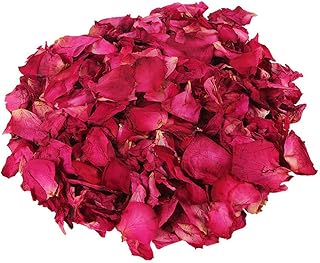 Gobesty Pétales de Rose séchées, 100 grammes de véritables pétales de Rose séchés naturels biodégradables Rouge Vraie Fleur pétale de Rose pour Bain de Pieds Corps Bain
