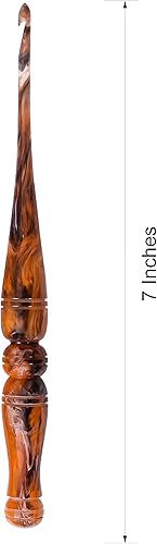 Miniatura 6 de Ommi - Ganchos de ganchillo con mango ergonómico, gancho de ganchillo hecho a mano de 7 pulgadas en espiral naranja y negro, aguja de tejer, tejido