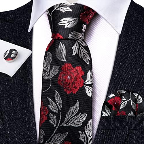 Barry.Wang Flower Ties for Males Handkerchief Cufflinks Set Wedding ceremony Necktie Set Celebration 4 61fWRF3lj L. AC