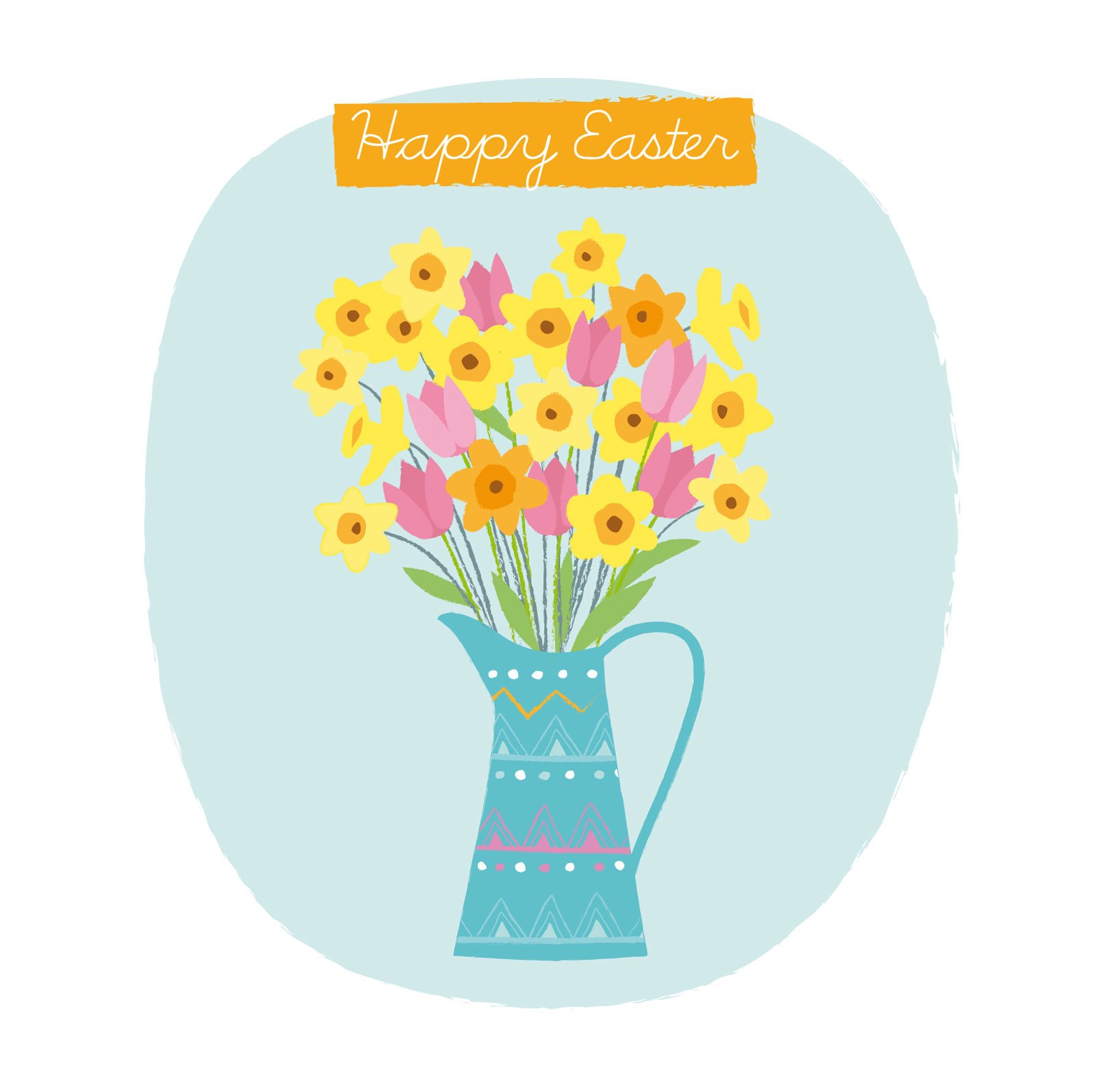 Easter Cards 5-in Packs - Vase of Daffodils