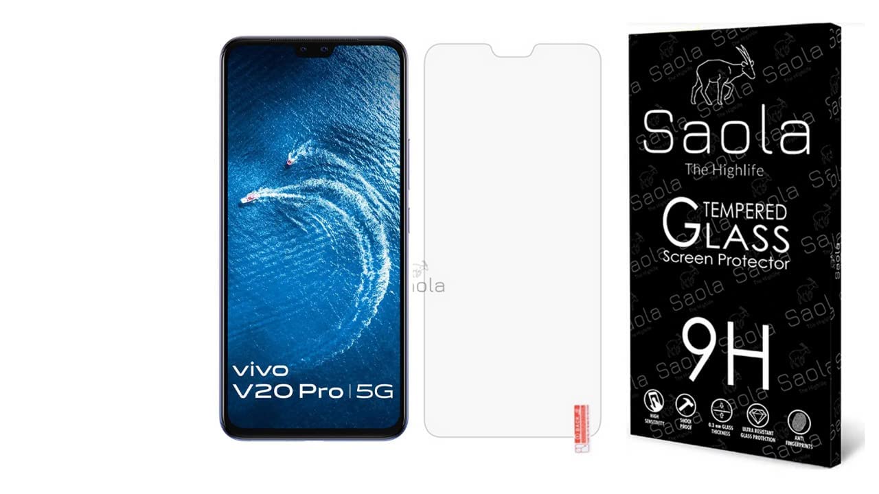 Saola 9H Tempered Glass For Vivo V20 Pro Smartphone(Pack Of 1)With Free Installation Kit. Full Screen Coverage. If Received Damaged-6.44 Inch