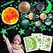 Pegatinas de Pared Resplandor del Sistema Solar, TANOSAN Brillante Luna Estrellas y Planetas Pegatina de Pared Luminoso Fluorescentes para Dormitorio de Niños, Luna Estrellas Adhesivos Decorativo