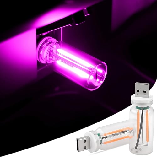 Miniatura 10 de 2 luces USB para coche, lámpara de ambiente retro con atenuación táctil, mini bombilla LED de botella de vidrio portátil, luces nocturnas para