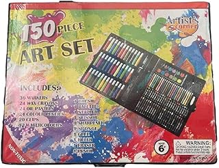 أدوات فنية للأطفال من الأولاد والبنات بعمر من 4 إلى 12 سنة، صندوق رسم كامل مع ألوان باستيل زيتية/أقلام تلوين/أقلام ملونة/أقلام ماركر/فرش/ألوان مائية