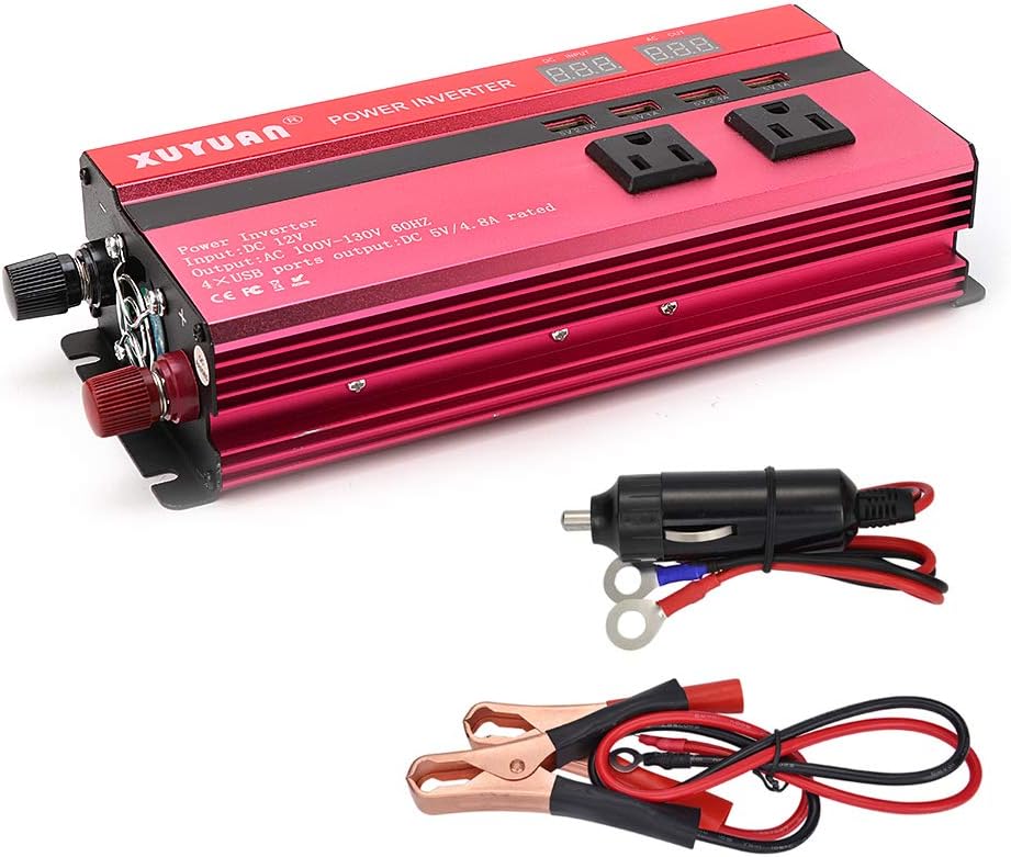 Autones 4000W Solar Power Inverter Sine Wave LED 4 USB DC12/24V to AC110V/220V Convert (12V, 110V)