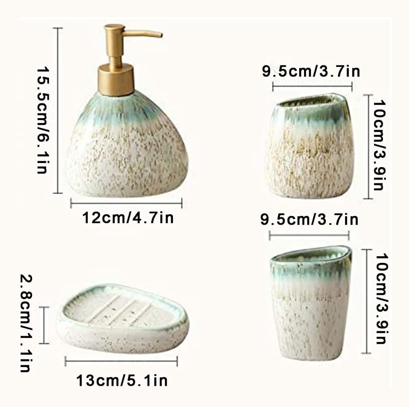 Zestaw Dozowników Mydła Ceramiczny Dozownik Do Mydła Łazienkowego Zestaw 5 Sztuk Łazienkowy Na Parapetówkę Prezent Kąpieli w Europejskim Stylu Łazienka(Blue)