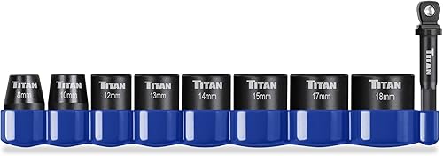 Titan 48201 Juego de llaves de impacto métricas de 9 piezas de 38 pulgadas