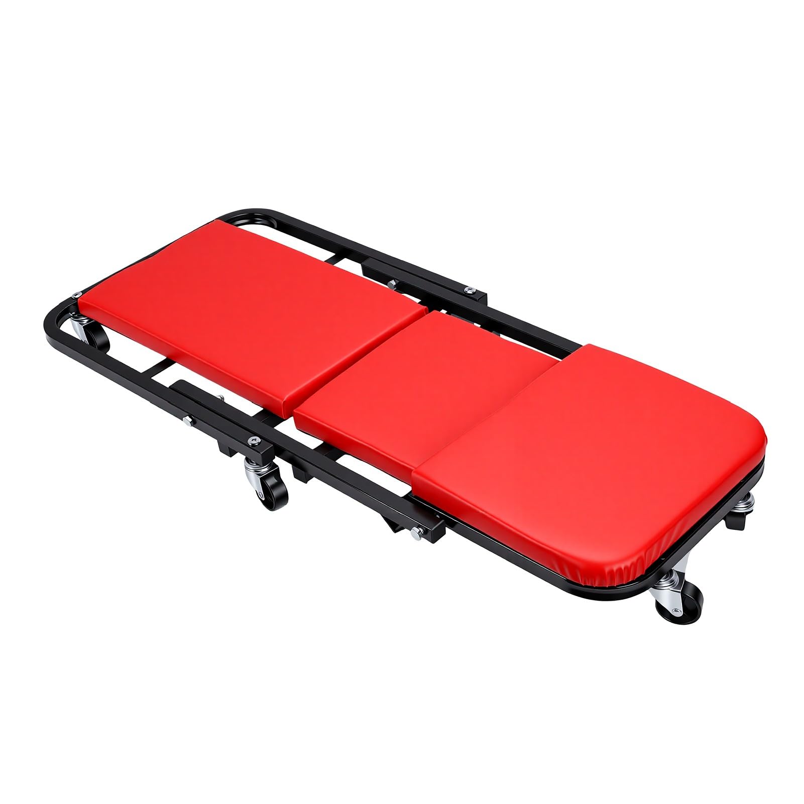 Carrello da Garage Pieghevole con 6 Ruote Girevoli Design Ergonomico per Postazioni di Lavoro Meccaniche Nero 35,83 X 16,14 X 5 Pollici (Rosso)