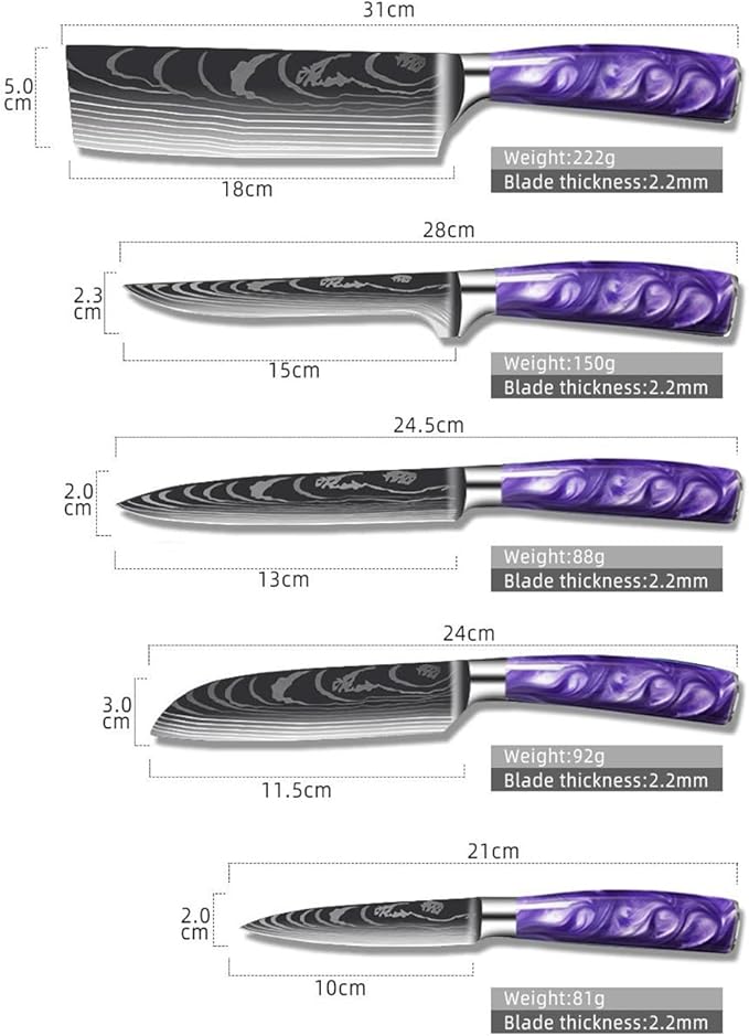 Set Cuchillos Cocina 10 Piezas Acero Inoxidable Resina miniatura 7
