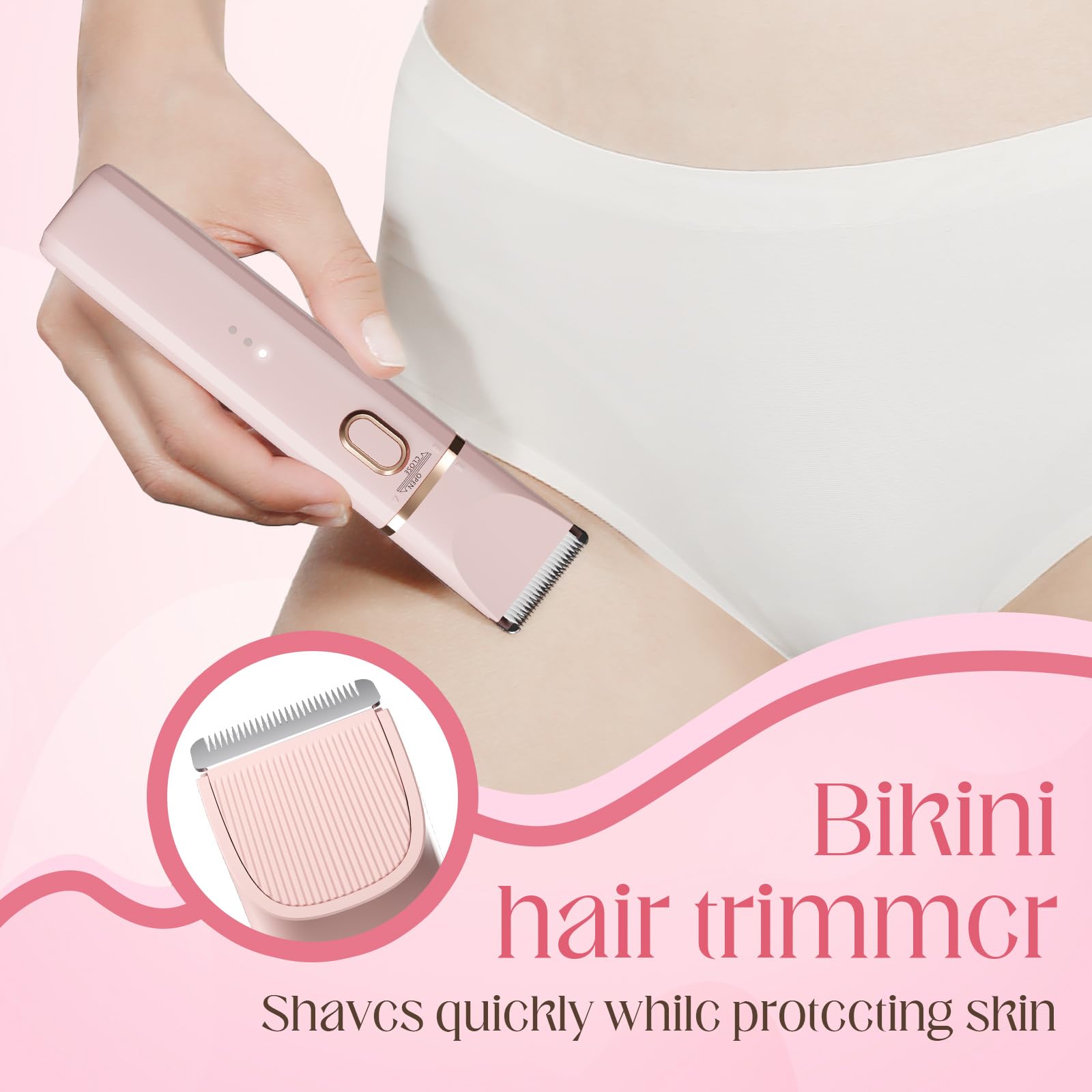 Recortadora de bikini y afeitadora corporal sin dolor para mujer, maquinilla de afeitar eléctrica inalámbrica para una piel suave y sedosa | Accesorio de maquinilla de afeitar facial reemplazable | 2