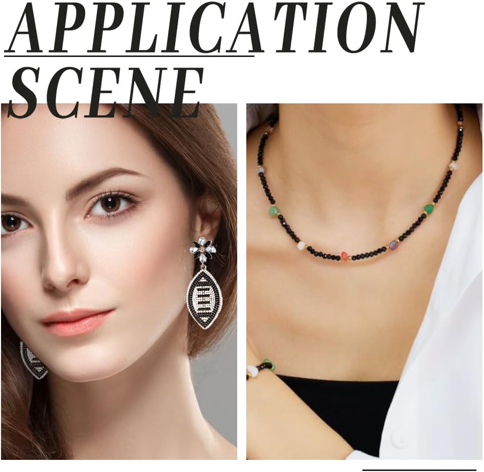 About 1825 Pcs Rainbow Plated Glass Bugle Beads, 2 Styles Round Long Tube Seed Beads Metallic Colors Bead Loose Spacer Bead Bulk for DIY Crafting Jewelry Making - Image 6