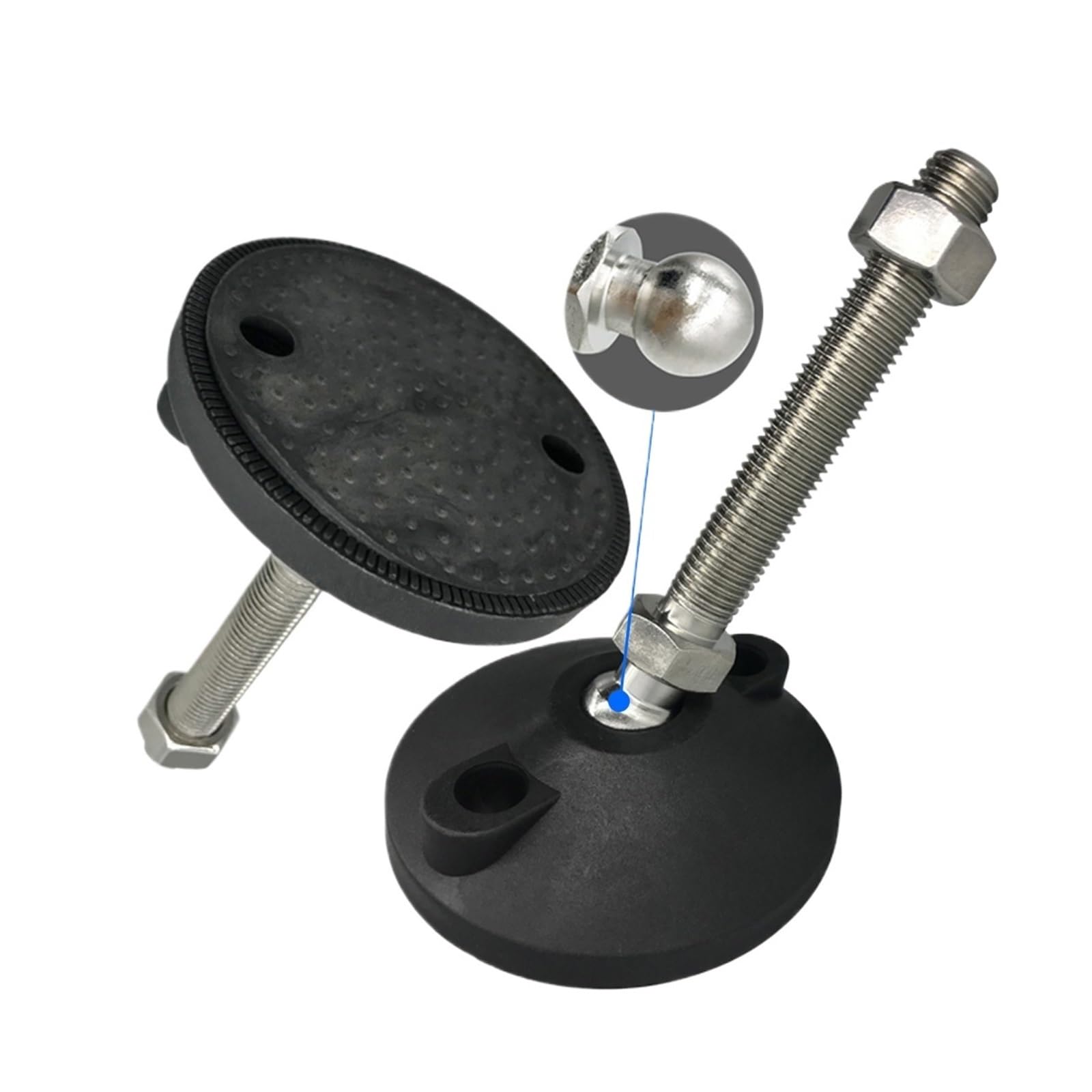 Paquete de 4 pies ajustables for nivelación de muebles. | Base de torno roscada M14 M16 M18 M20 M24 con bisagra giratoria de 100 mm(D100xm20x150)
