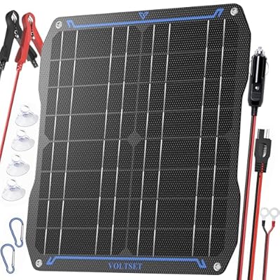 Voltset 20W 12V Solar Panel Kit Portable Solar Battery Charger Maintainer Waterproof Trickle Charger for Car Battery Boat Motorcycle RV